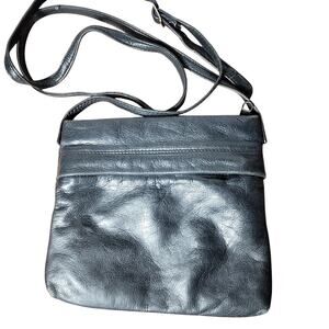 Perlina Crossbody Black Leather Purse 9x8